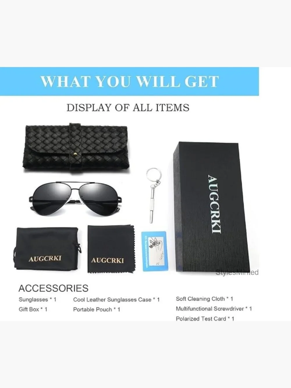Polarized Aviator Sunglasses UV Protection Metal Frame Spring Hinges